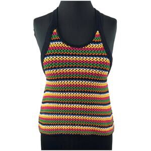 ZARA Knit Rainbow Scoop Neck T-Back Sleeveless Pullover Loose Knit Tank Size S